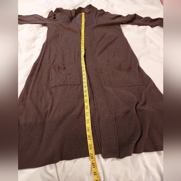 Cupio Chocolate Brown Long Line Open Cardigan #minimalist #cashmere - Picture 6 of 6